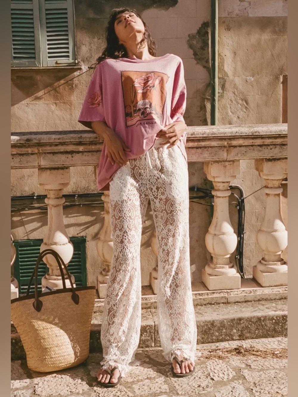 NWT Free People Kinga Csilla Lovers Lace Cassie Flare Pants White Small